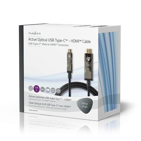 Nedis Aktiv Optisk USB-kabel | USB-C™ Han | HDMI™ Stik | 18 Gbps | 30.0 m | Runde | PVC | Sort | Gaveæske