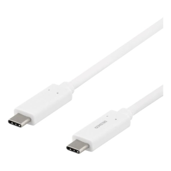 DELTACO USB-C kabel, 0,5m, USB 3.1 Gen 1, vit