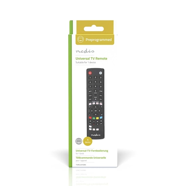 Nedis Universal fjernbetjening | Forprogrammeret | 1 Enhed | Amazon Prime / Disney + Button / Google Play-knap / Netflix-knap / Youtube-knap | Infrarø