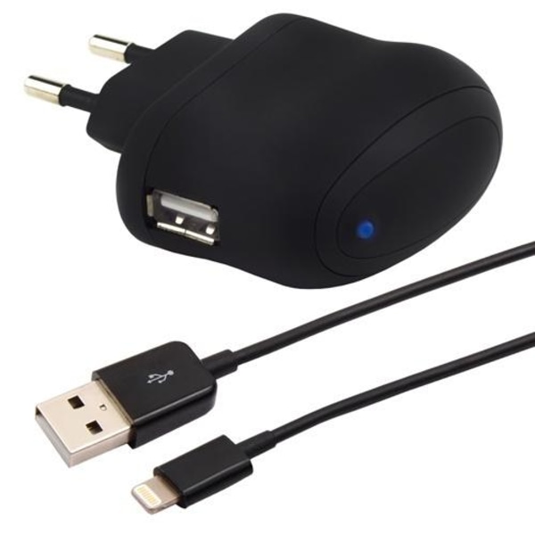 Champion Laddare 12W + USB-A till Lightning Kabel Svart