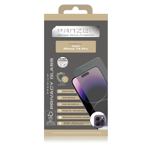 panzer iPhone 14 Pro Full-Fit Privacy Glass 2-way Svart