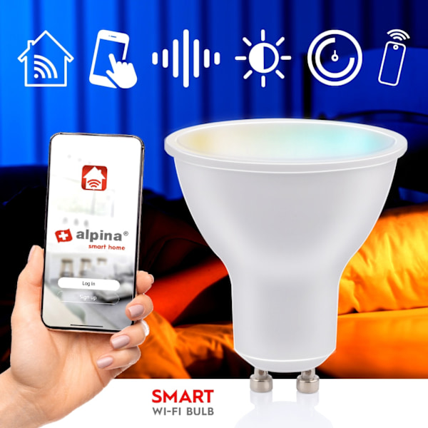 Alpina WiFi Smart GU10 LED Varm/Kall Vit 4,9W