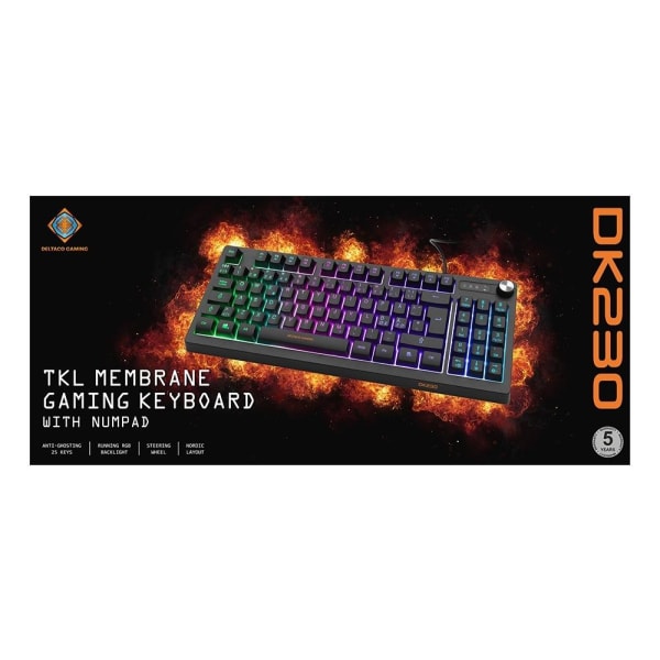 DELTACO GAMING DK230 TKL membrane gaming keyboard, RGB, black