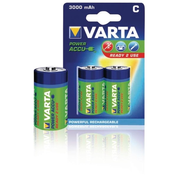 Varta Ladattava Ni-MH-Akku C | 1.2 V DC | 3000 mAh | Esiladattu | 2 - Läpipainopakkaus | HR14 | Keltainen / Vihreä