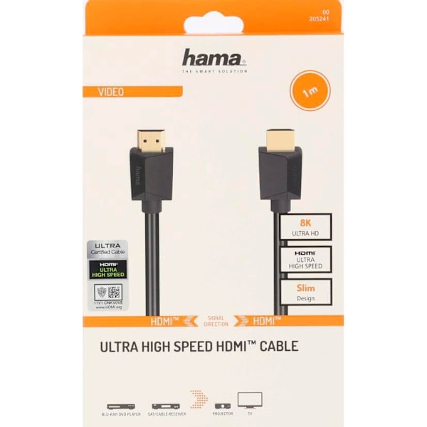 Hama Kabel HDMI High Speed 8K 48Gbit/s Sort 1.0m