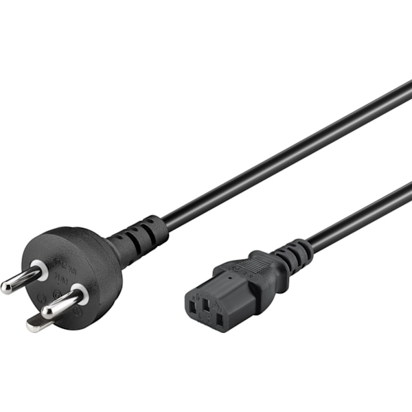 Goobay IEC-kabel Danmark typ K, 2 m, svart Danmarksplugg (typ K, IEC 60906-1) > C13 apparatuttag (IEC-kontakt)