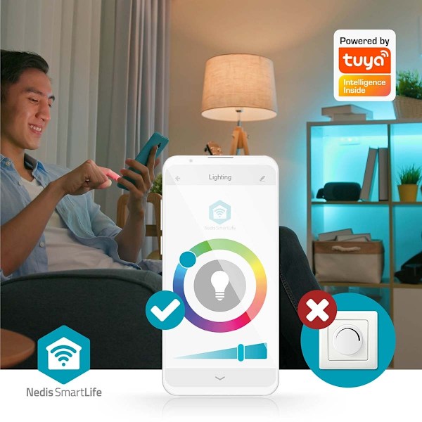 Nedis SmartLife Kattovalo | Wi-Fi | Lämpimästä kylmään valkoiseen / RGB | Pyöreä | Halkaisija: 290 mm | 1800 lm | 2700 - 6500 K | IP20 | Energialuokka