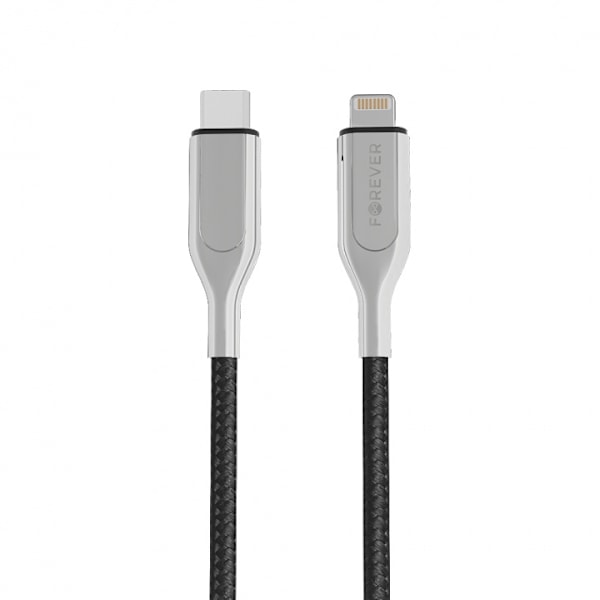 Forever Core - USB-C/Lightning (3A) MFI musta, 1,5m