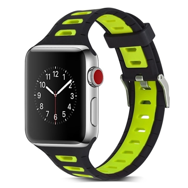 Silikon Klockarmband kompatibelt med Apple Watch, 42/44/45mm, Svart, Gul