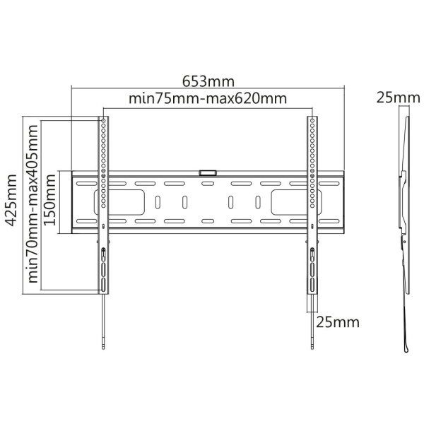 DELTACO er.suuren näytön seinäkiinnike, 37"-70", 50kg, 200x200-600x400