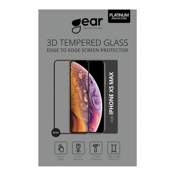 GEAR Glass Prot. 3D iPhoneXs Max 6,5\" Reuna Reunaan Musta Transparent