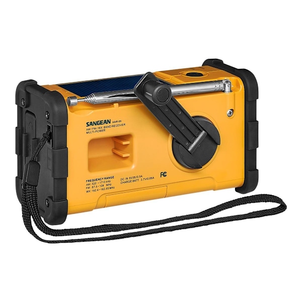 Sangean MMR88 Vevradio med ficklampa, solceller, USB, Gul/Svart