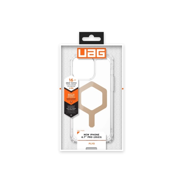 Urban Armor Gear iPhone 15 Pro Max Plyo Magsafe - Is/Guld Transparent