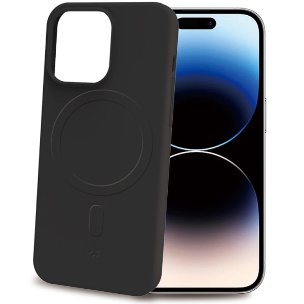Celly Cromomag Magnetic Soft rubber case MagSafe iPhone 15 Pro S Svart