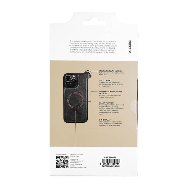 BUFFALO 2in1 Wallet 3 card iPhone 14 Pro Max 6,7" Black Svart
