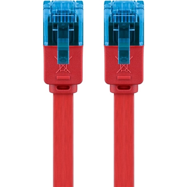 Goobay CAT 6A platt patchkabel, U/UTP, röd kopparledare (CU), 1 m