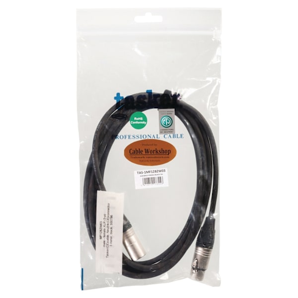 Tasker Højttalerkabel XLR 3-Pin Han - XLR 3-Pin Hun 3.00 m Sort