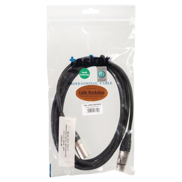 Tasker Kaiutinkaapeli XLR 3-Pin Uros - XLR 3-Pin Naaras 3.00 m Musta