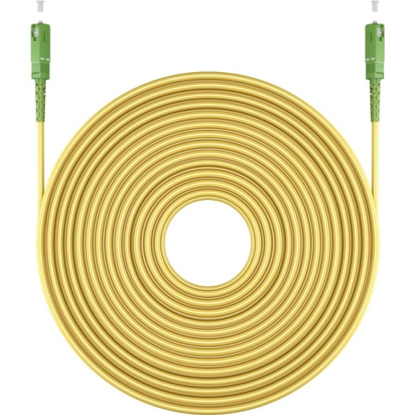 Goobay Lyslederkabel (FTTH), Singlemode (OS2) Yellow, gul (Simplex), 10 m fiberoptisk kabel, stik SC-APC (8°) > stik SC-APC (8°), halogenfri kabelkapp