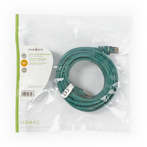 Nedis CAT5e verkkokaapeli | SF/UTP | RJ45 uros | RJ45 uros | 5.00 m | Pyöreä | PVC | Vihreä | Muovipussi