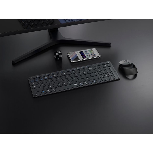 Rapoo Tastatur/Mus Sæt 9750M Multi-Mode Wireless Mørkegrå