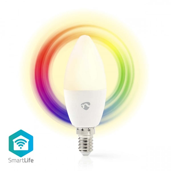 Nedis SmartLife Full Färg Glödlampa | Wi-Fi | E14 | 470 lm | 4.9 W | RGB / Varm till cool vit | 2700 - 6500 K | Android™ / IOS | Ljus | 1 st