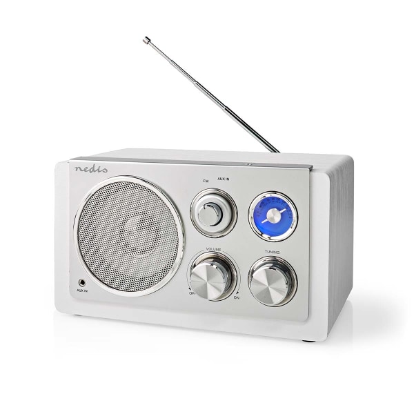 Nedis FM-radio | Bordsdesign | FM | Strömadapter | Analog | 15 W | IP20 | Vit