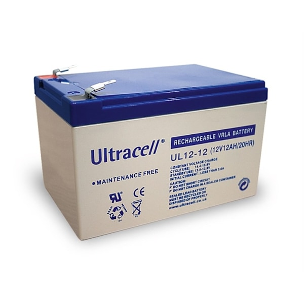 Ultracell Blybatteri 12 V, 12 Ah (UL12-12) Faston (4,8 mm) Blybatteri, VdS