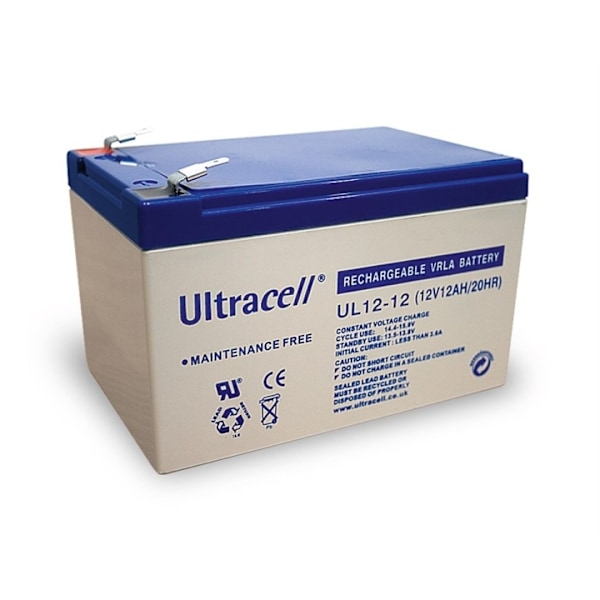 Ultracell Blybatteri 12 V, 12 Ah (UL12-12) Faston (4.8mm) Blybatteri, VdS