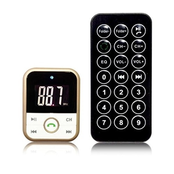 FM-sender med Bluetooth-håndfri og billader (guld)