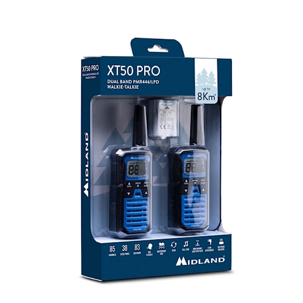 MIDLAND Walkie Talkie XT50 Pro Duo Sort/Blå