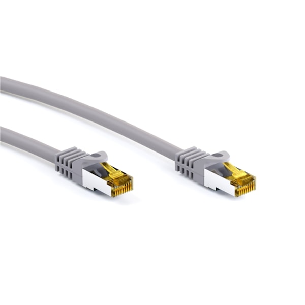 Goobay RJ45 netværkskabel S/FTP (PiMF), 500 MHz, med CAT 7 råkabel, grå, 1 m LSZH halogenfri kabelkappe, kobber, RJ45-hanstik (CAT 6A)