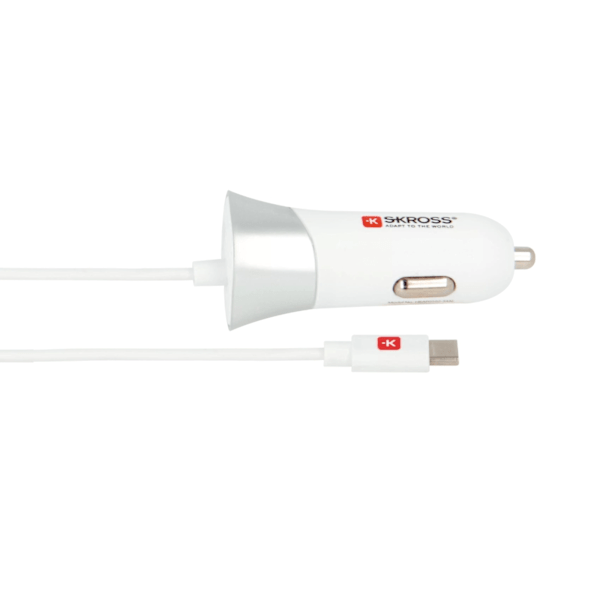 SKROSS USB-autolaturi C-tyypin kaapelilla (2.0)