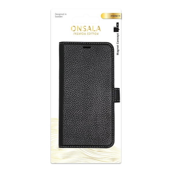 Onsala Collection Mobilcover Læder Sort Iphone 11 Svart