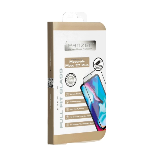 panzer Moto E7 Plus Full Fit Glass musta Transparent,Svart