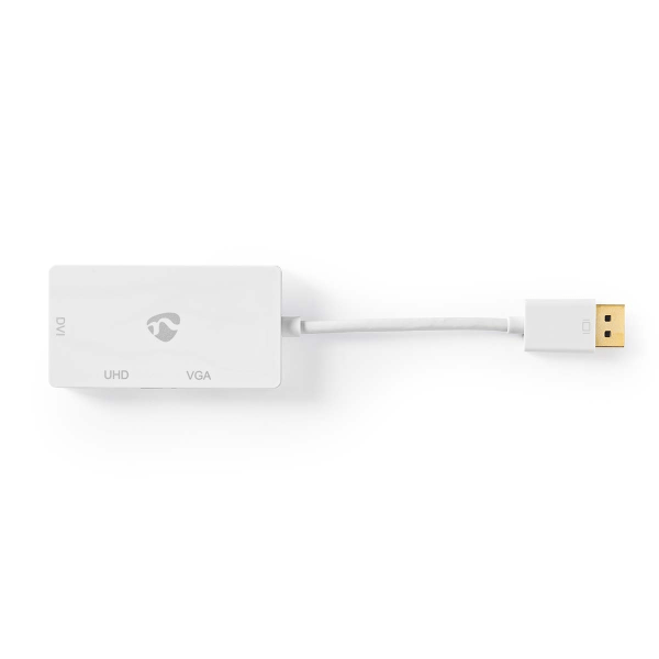 Nedis DisplayPort-sovitin | Mini DisplayPort Uros | DVI-D 24+1-Pin Naaras / HDMI™ Ulostulo / VGA Naaras | 4K@60Hz | Kullattu | Vaihdettava | 0.20 m |