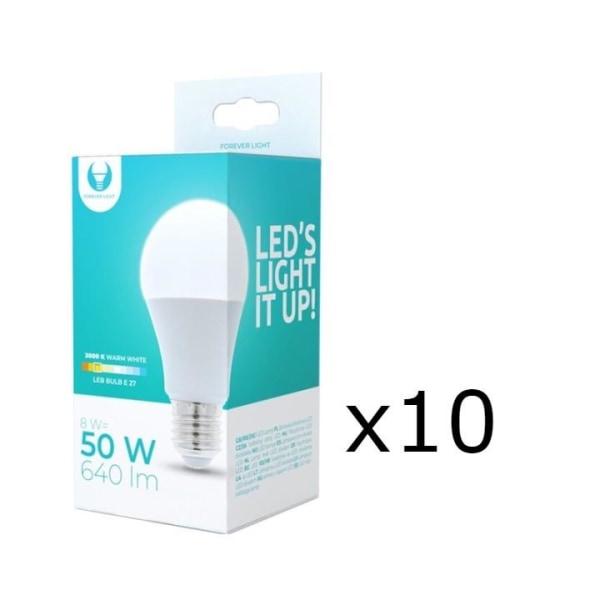 LED-Lampa E27, A60, 8W, 230V, 3000K 10-pack, Varmvitt
