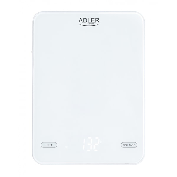 Adler AD 3177w Køkkenvægt 10 kg, USB-opladning, Hvid