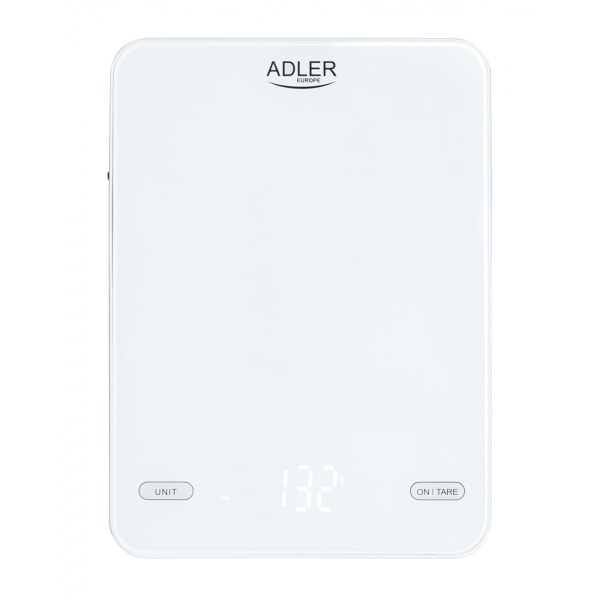 Adler AD 3177w Køkkenvægt 10kg, USB opladning, Hvid
