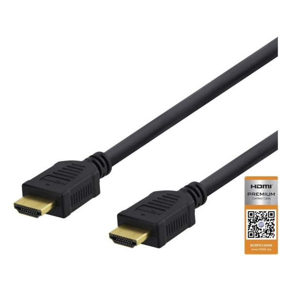 DELTACO High-Speed Premium HDMI -kaapeli, 0,5m, Ethernet, 4K UHD,musta