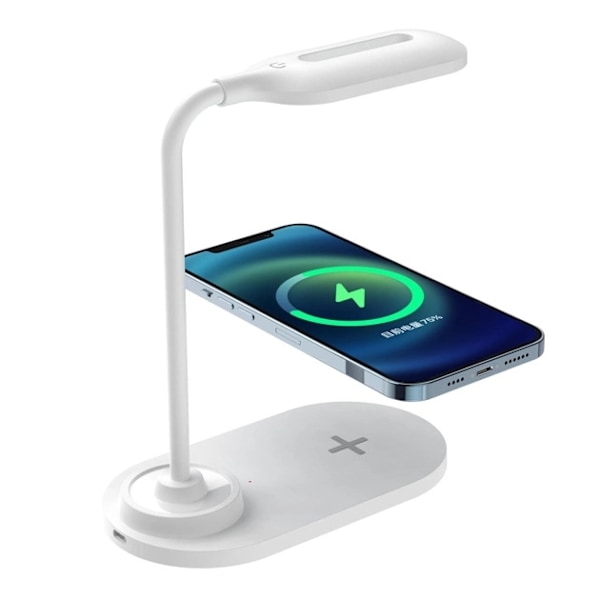 Trådløs hurtigoplader og bordlampe - 2-i-1, hvid