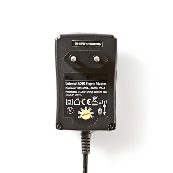 Nedis Universal AC Power Adapter | 18 W | 3 - 12 V DC | 1.80 m | 2.1 A | 6 plug(s) | Sort