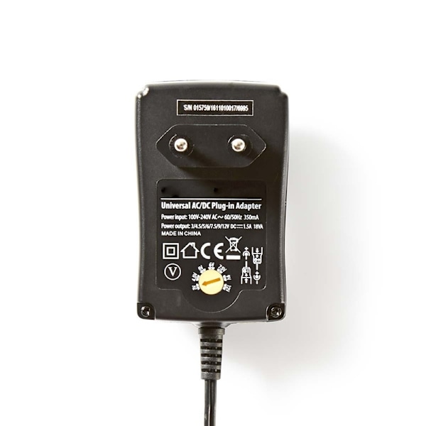 Nedis Universal nätadapter | 18 W | 3 - 12 V DC | 1.80 m | 2.1 A | 6 plug(s) | Svart