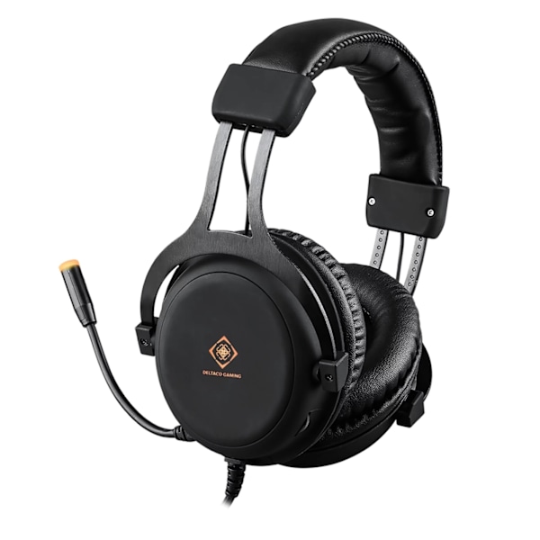 DELTACO GAMING Stereoheadset för gaming, 57mm element, LED-belysning, svart