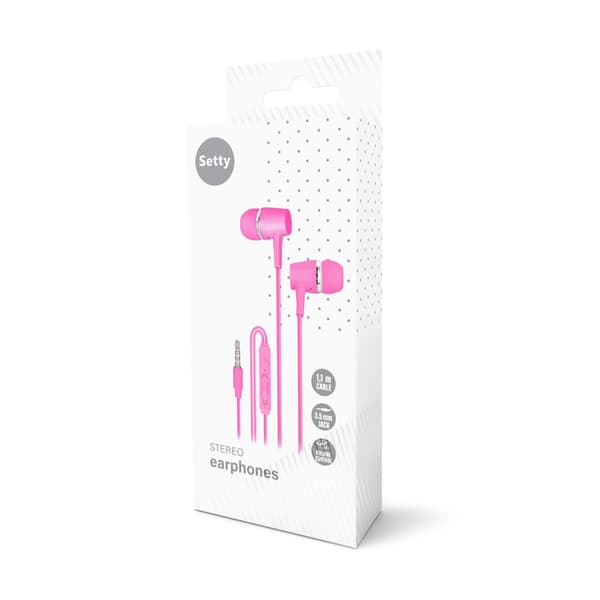 Setty Trådade hörlurar 3,5mm, Rosa Rosa