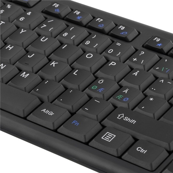 DELTACO trådlöst tangentbord, nordisk layout, USB, 10m, svart (TB-122)