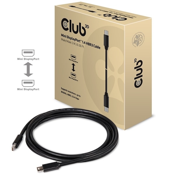 CLUB3D Mini DisplayPort 1.4 Cable HBR3 8K60Hz Male / Male 2 mtr. / 6.56 Ft.