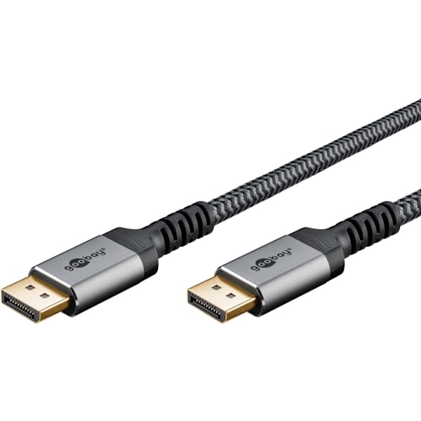 Goobay DisplayPort-kabel, DP 1.4, 1 m, Sharkskin Grey Displayport™ plugg > Displayport™ plugg