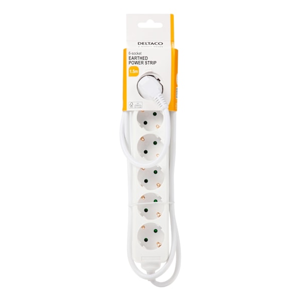DELTACO outlet 6xCEE 7/3 1xCEE 7/7 1,5m white