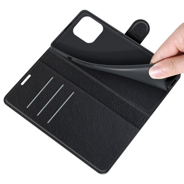 PU-læder cover til iPhone 13 Pro Max, Svart Svart